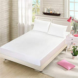1 Piece Satin Fitted Sheet Only Classic Luxury Silky Soft Bed Sheets Solid Color (Twin, White) JUWENIN