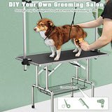 Lyromix Dog Grooming Table, Adjustable Large Pet Drying Desktop, Foldable Bathing Desk with Arms, Noose, Mesh Tray, Maximum Capacity Up to 330Lb Lyromix