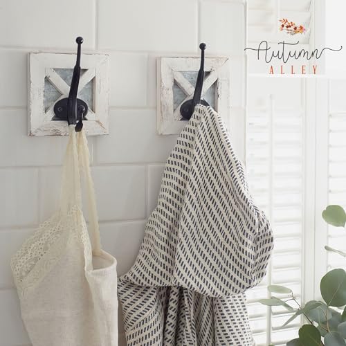 Autumn Alley Farmhouse Bathroom Decor White Hooks, Towel Hook, Coat Hooks, and Robe Hooks for Bathroom Farmhouse Wall Decor, Wall Mounted, Rustic Wall Decor Hooks, 2 Pack, White