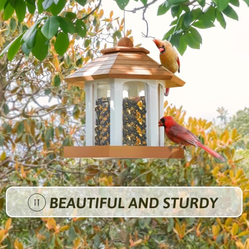 Cedar Alpha Delux Large Gazebo Hanging Bird Feeder for Outside- Rust Proof- Lifetime Durability - Large Compacity - Sunflower Seeds - All Birds Available (6 Lbs Capacity DIY Kit) CEDAR ALPHA