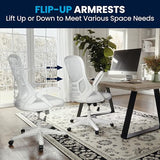 Flash Furniture Porter High-Back Swivel Office Chair with Adjustable Lumbar Support and Height, Ergonomic Mesh Desk Chair with Flip-Up Armrests, White Flash Furniture