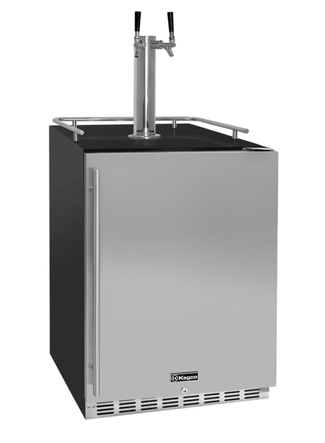 Kegco Kegerator 24" Wide Dual Tap Black/Stainless Steel Undercounter Beer Dispenser HK38BSU-2 Kegco