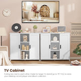 Iwell Storage Cabinet with 2 Doors and 4 Storage Shelves, Credenza Buffet Cabinet, Bathroom Cabinet for Living Room, Entryway, Home Office, White Iwell