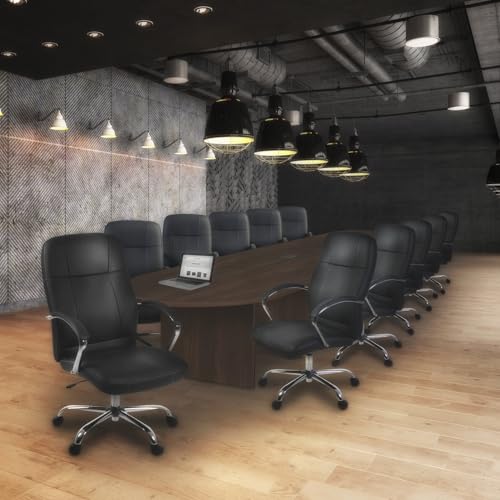 Romig Legacy 16 ft Racetrack Laminate Conference Table with 2 Charging Ports- Neo Walnut Romig