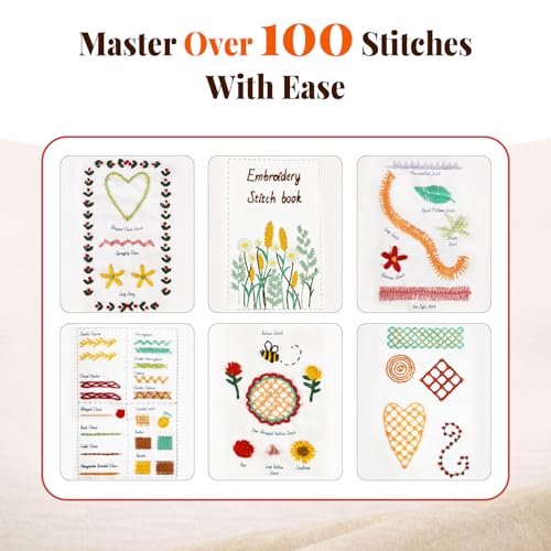 CYANFOUR 2026 New Embroidery Stitch Book Kit for Adults Beginners, Cross Stitch Kit with Step-by-Step Guide and Video, Threads and Needles, Portable Crafts Gift for Adults