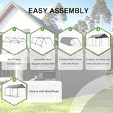 Carport, 10x20ft Heavy Duty Portable Garage, Car Port with Storage Shed, Car Canopy Car Tent with Steel Frame All-Season Tarp for Car, Truck, Boat, Party, Grey TANGJEAMER