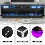 AHB 70" Fireplace TV Stand with 64" Electric Fireplace, LED Light Entertainment Center with Fireplace and Storage Cabinet, Media Console Table for TVs Up to 80 Inches, Ideal for Living Room, Black AHB