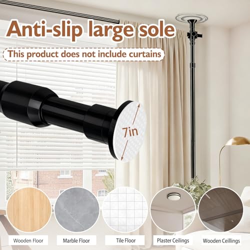 AJAZZ Room Divider Curtain Rod, No Drilling Room Separator for Space Partition Adjustable (H) 43-120×(W) 35-100 inch Heavy Duty Temporary Wall Divider Floor to Ceiling Tension Rod, Black AJAZZ