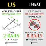 E-Z Garage Storage Tote Slide – Made in USA | Overhead Garage Storage Rack – Ceiling Slide System Holds Up to 5 Tote Bins, Adjustable Rails – 150 lb Weight Capacity – Garage Ceiling Organizer E-Z Garage Storage