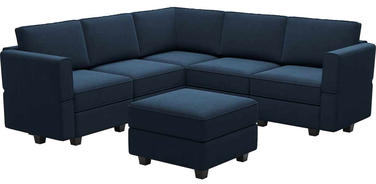 Belffin Modular Sectional Sofa with Storage Seats Velvet L Shaped Corner Couch Convertible Sectional Sofa with Chaise (Blue, L Shape-1)… Belffin