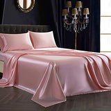 SiinvdaBZX 3Pcs Twin XL Sheets Set, Blush Pink Silky Satin Sheets Twin XL Bedding Set Ultra-Soft Extra Long Bed Sheets for College Dorm SiinvdaBZX