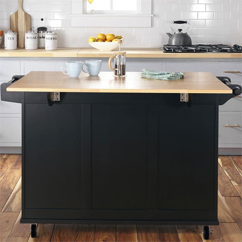 Pemberly Row Modern/Contemporary Wood Kitchen Cart in Black Pemberly Row
