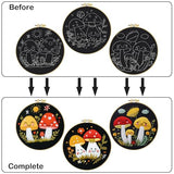 57lilina Embroidery Kit for Beginners, Pack of 3 with Hoops, Threads, Needles - Starter Cross Stitch Supplies for Adults, Gift for Relaxation Craft Lovers, Mushroom Theme