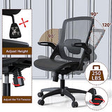 KOLLIEE Mesh Home Office Chair Ergonomic Swivel Office Desk Chair with Adjustable Lumbar Support Black Comfortable Computer Chair with Flip up KOLLIEE