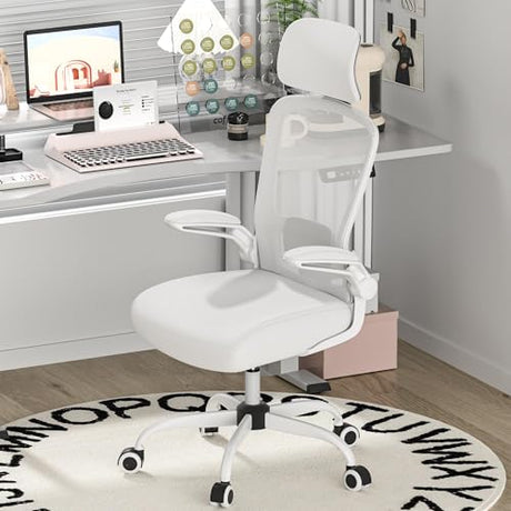Mimoglad Office Chair, High Back Ergonomic Desk Chair with Adjustable Lumbar Support and Headrest, Swivel Task Chair with flip-up Armrests for Guitar Playing, 5 Years Warranty Mimoglad