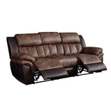 Acme Jaylen Sofa (Motion) in Toffee and Espresso Polished Microfiber Acme