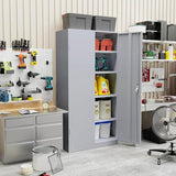 SUNCROWN Metal Storage Cabinets, 72”Locking Cabinet with 2 Doors and 4 Adjustable Shelves, Steel Utility Tool Garage Cabinets,Tall Metal Lockable File Cabinet for Office,Home, Gym, School, Grey SUNCROWN