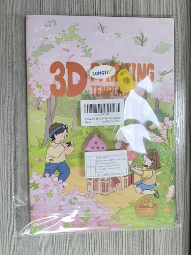 3D Pen Printing Drawing Book, Reusable Colorful Thick Paper Template with A Temperature Resistant Transparent Board, 40 Original Patterns Painting Graffiti Copy Book for Kids DIY Gift SONGTIY