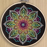 Leisure Arts Embroidery Kit 6" Neon Mandala- cross stitch kits for beginners - embroidery kit for beginners - embroidery kits for adults - embroidery kits for adults