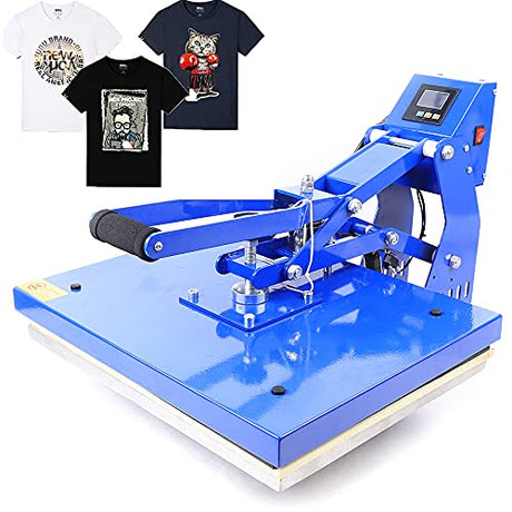 Auto Open Heat Press Machine, 16"X20" Clamshell Heat Press with Slide Out Base, 110v Digital Sublimation Printer Manual Magnetic Semi-Automatic for to Accurately Transfer T-Shirts, Pillowcases YSHUSTGY