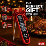 Digital Meat Thermometer for Cooking and Grilling - Instant Read Food Thermometer with IP67 Waterproof, Strong Magnet and Calibration-Professional Kitchen BBQ Probe for Turkey, Steak, Gift for Men/Dad