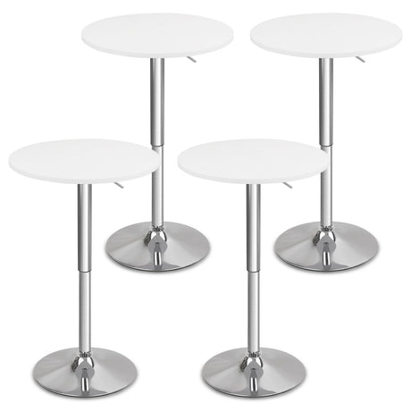 CLATINA Round Bar Pub Tables Set of 4, 26"-36" Height Adjustable Bistro Table with Metal Base, 360° Swivel High Top Cocktail Table for Home Kitchen Party Drink Restaurant Wedding Cafe Reception, White CLATINA