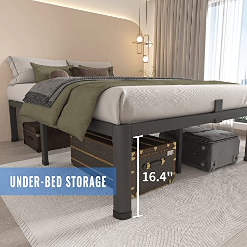 MAF 18 Inch Twin XL Bed Frames with Round Corner Legs Mattress Slide Stopper No Box Spring Needed Heavy Duty Metal Platform Bed Frame Under-Bed Storage Space, 3000 LBS Steel Slats Support MAF