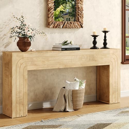 knoworld 70.9-Inch Long Console Table, Farmhouse Entryway Table with Handcrafted Line Detailing, Wood Narrow Sofa Table for Living Room, Hallway, Foyer, and Behind Couch knoworld