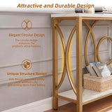 HOMISSUE Sofa Console Table, Modern Gold Console Table with Faux Marbled Tabletop, Engineered Wood Entryway Tables with 2 Tier Storage, Narrow Sofa Table for Living Room, Hallway (55 Inch, White&Gold) HOMISSUE