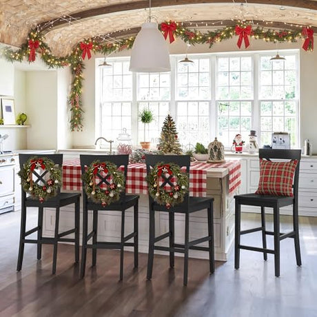 Cozyman Counter Height Bar Stools Set of 4, 24" H Wooden Counter Stools with Back and Footrest, X-Back Farmhouse Barstools for Kitchen Island, Home Bar, Black Cozyman