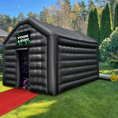 WARSUN 16.5x13x11.5Ft Small Inflatable Nightclub with Blower Black Inflatable Night Club Party Tent for Birthday Wedding Raves Dance Floor Yard Party Rental Business WARSUN