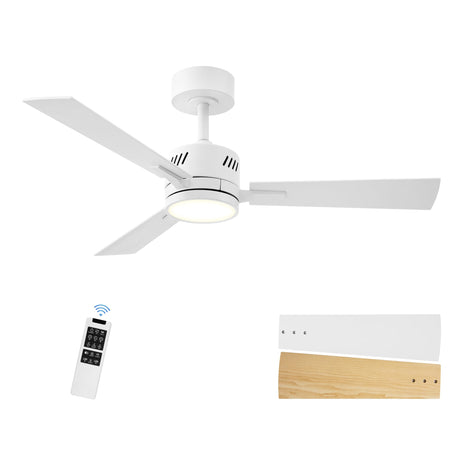 SUNMORY Ceiling Fans with Lights and Remote, 42 Inch Modern Ceiling Fan with Light, Reversible DC Motor, Dimmable LED, 3CCT, Quiet, Small Ceiling Fan for Bedroom/Living Room/Patios, White SUNMORY