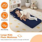 MeMoreCool Foldable Futon Chair Bed for Kids, Toddler Sofa Mattress, Convertible Foam Floor Couch, Tri-fold Sleeping Mattress (Navy) MeMoreCool