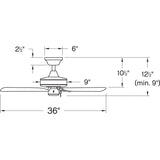 Hinkley Cabana 36" Indoor/Outdoor Dual Mount Ceiling Fan with Remote - Pull Chain Operation, Composite Fan Blades - Appliance White Hinkley