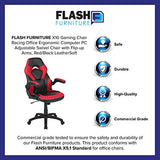 Flash Furniture X10 High-Back LeatherSoft Racing Style Gaming Chair with Flip-Up Arms, Ergonomic Padded Swivel Computer Chair, Red/Black Flash Furniture
