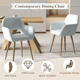 GOOLON Home Office Desk Chair Set of 1, Corduroy Fabric Vanity Chair for Makeup with Hollow Backrest, Comfy Armchair Wood Frame with Strudy Metal Legs, Light Blue GOOLON