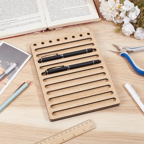 BENECREAT 11 Slot Ink Pen Jig for Laser Engraving, 6.5x8.6inch MDF Ink Pen Holder, Creative Pen Maker Fixing Jig for Customs Engravers, 5.8x0.4inch Inner Diameter BENECREAT