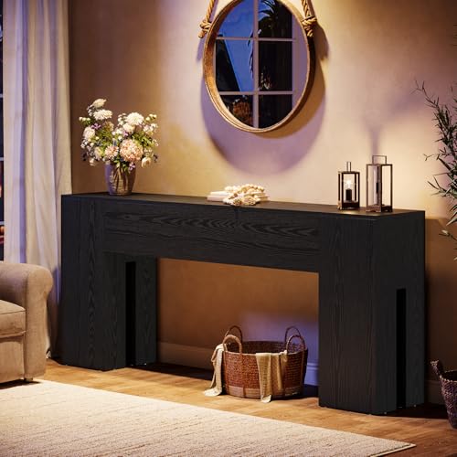 Tribesigns 71-Inch Long Console Table for Entryway, Farmhouse Sofa Console Behind Couch, Entry Table for Hallway, Foyer, Living Room, Black Tribesigns