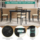 YITAHOME 5-Piece Dining Table Set for 4, Farmhouse Dining Room Table with Chairs Faux Leather Upholstered, Rectangular Kitchen Dinner Table Set for Small Spaces & Apartment, Black YITAHOME