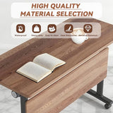 Folding Conference Room Tables with Wheels,Mobile Conference Table with Wooden Tabletop,Modular Training Tables Space Saving,Large Rolling Table for Office Classroom Meeting Room (4, Walnut, 55.1in) SOIUDNEB