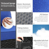 Rattaner Outdoor Wicker Furniture Set 5 Pieces Patio Sectional Sofa Couch Set with Storage Table Royal Blue Anti-slip Cushions Furniture Covers Rattaner