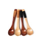 sansheng 4 Pcs Mini Wooden Spoons, Wood Soup Spoons For Eating Mixing Stirring Cooking, Handle Spoon With Japanese Style Kitchen Utensil, With Tied Line On Handle(13cm) sansheng