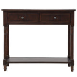 Knocbel 35.5 Inch Antique Entry Console Table with Drawers & Bottom Open Shelf, Solid Wood Sofa Couch Table for Entryway Hallway Living Room (Espresso) Knocbel