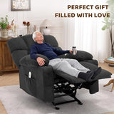 Massage Rocking Recliner Chair, Ergonomic Recliners Sofa with Vibration Massage & Heat, Rocking Chair Nursery Chair for Living Room Lounge with 4 Pockets, 2 Cup Holders, Black