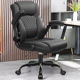 Leather Office Chair, PU Home Computer Desk Chairs with Ergonomic Back Support, 360°Swivel Free, Small Gaming Chair with Wheels and Adjustable Armrests, for Short People Use Brick Attic
