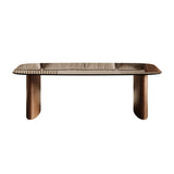 Modern Glass Coffee Table, Coffee Table for Living Room,Tempered Glass-top with Sturdy Wooden Base, Modern Coffee Tables for Small Space, Apartment, Office, Minimalist Design (Walnut) Honyee