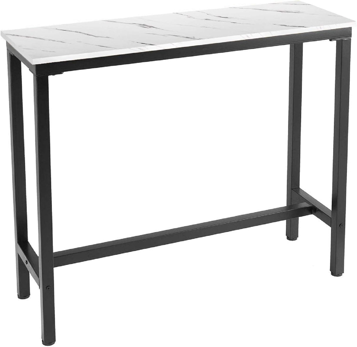 Mr IRONSTONE 47-Inch White Marble Bar Table - Modern High Top Dining and Coffee Table for Indoor Use Mr IRONSTONE