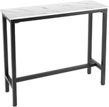 Mr IRONSTONE 47-Inch White Marble Bar Table - Modern High Top Dining and Coffee Table for Indoor Use Mr IRONSTONE