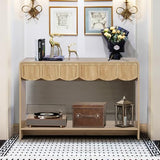 ORRD Console Table with Drawers, Mid-Century 43 Inches Narrow Entryway Table with Open Storage Shelves, Hallway Accent Tables Behind Couch Tables for Living Room - Natural ORRD