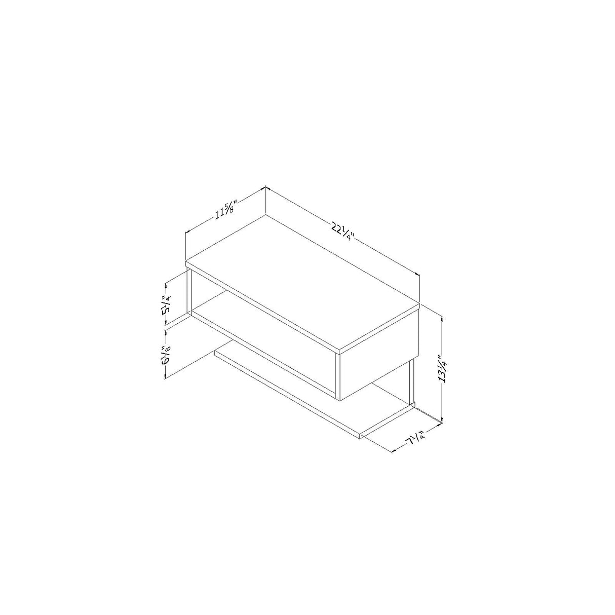 South Shore Furniture Sazena Floating Nightstand, Natural Walnut, 22.25 in x 11.75 in x 13.25 in South Shore
